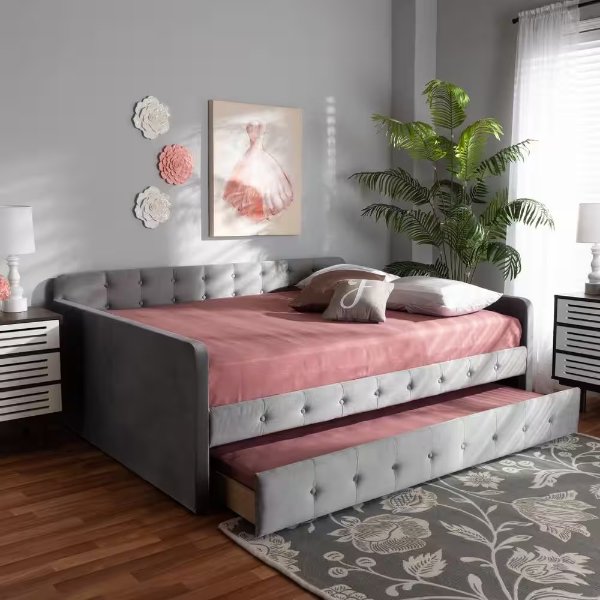 Jona Grey Queen Daybed with Trundle