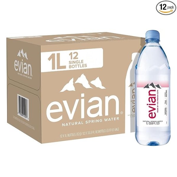 Natural Spring Water (One Case of 12 Individual Bottles, Each Bottle is 1 Liter) Naturally Filtered Spring Water in Large Bottles