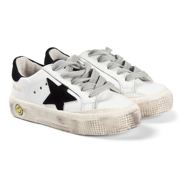 White Suede Star May Leather Trainers | AlexandAlexa