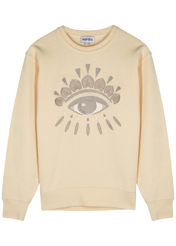 Ecru eye-embroidered cotton sweatshirt