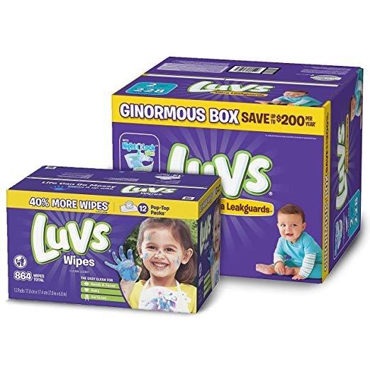 Diapers Size 2, 228 Count - Luvs Ultra Leakguards Disposable Diapers, ONE MONTH SUPPLY with Baby Wipes 12X Pop-Top Packs, 864 Count