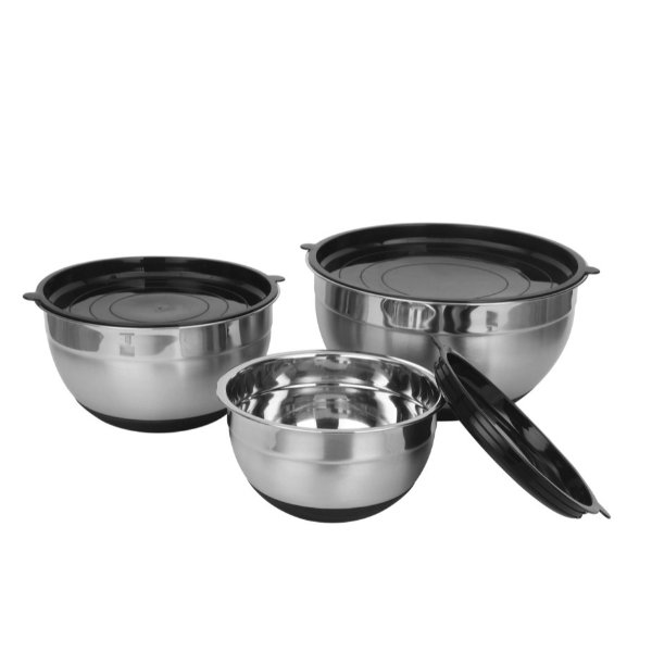 Style well 3-Piece Mixing Bowl with Lids and Silicone Bottom