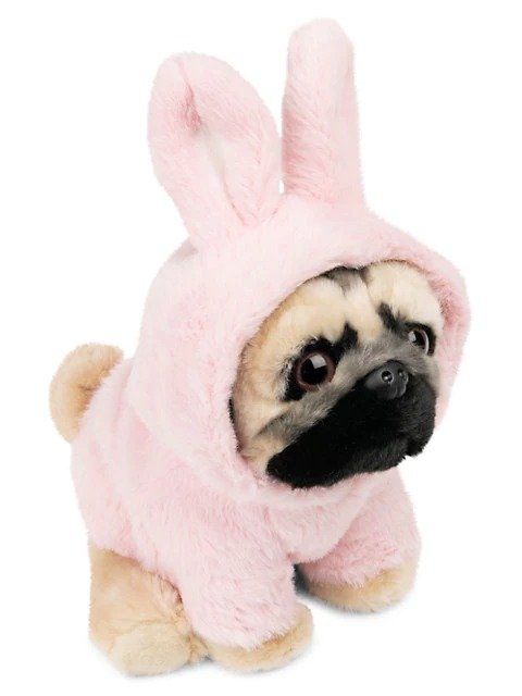 Doug The Pug Fuzzy Pink Bunny Hoodie Stuffed Animal