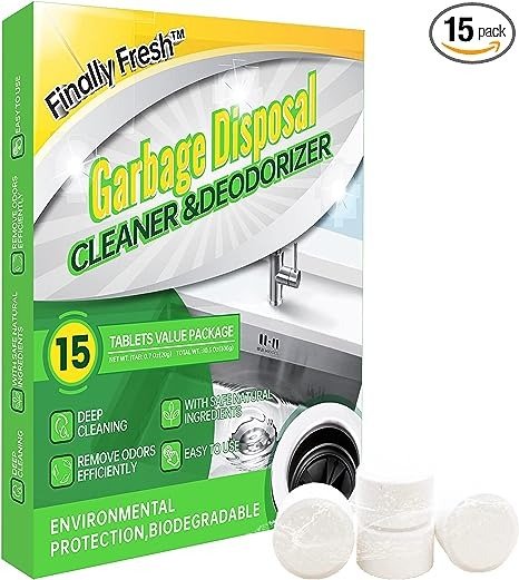 Finally Fresh Garbage Disposal Cleaner And Deodorizer, Foaming Drain Cleaner, Kitchen Sink Drain Freshener And Cleaner, 15 Tablets.