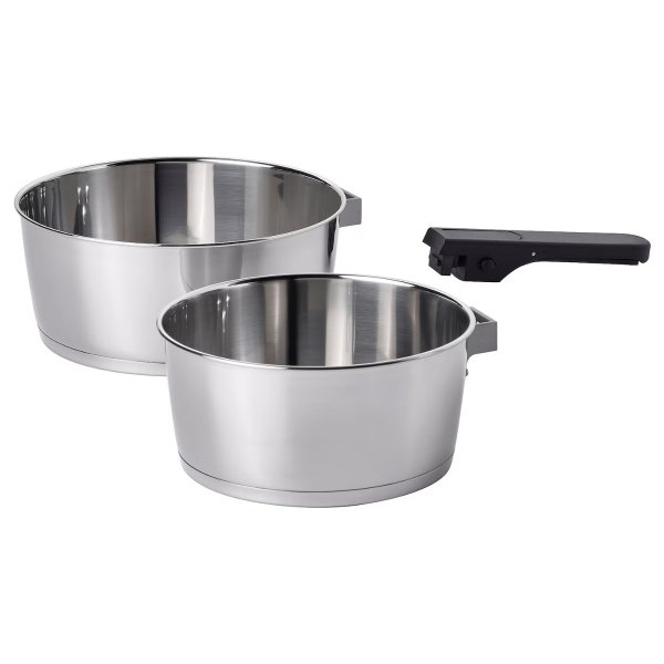 SLATROCKA Cookware kit with detachable handle, saucepan stainless steel
