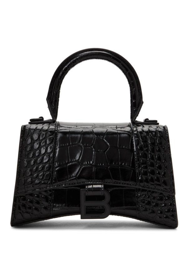 Black Croc XS Hourglass Bag