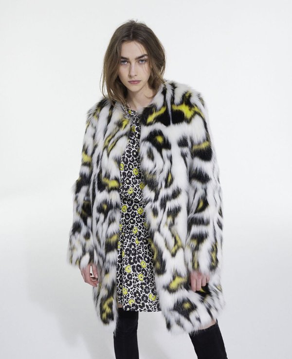 Printed faux fur coat | The Kooples - US