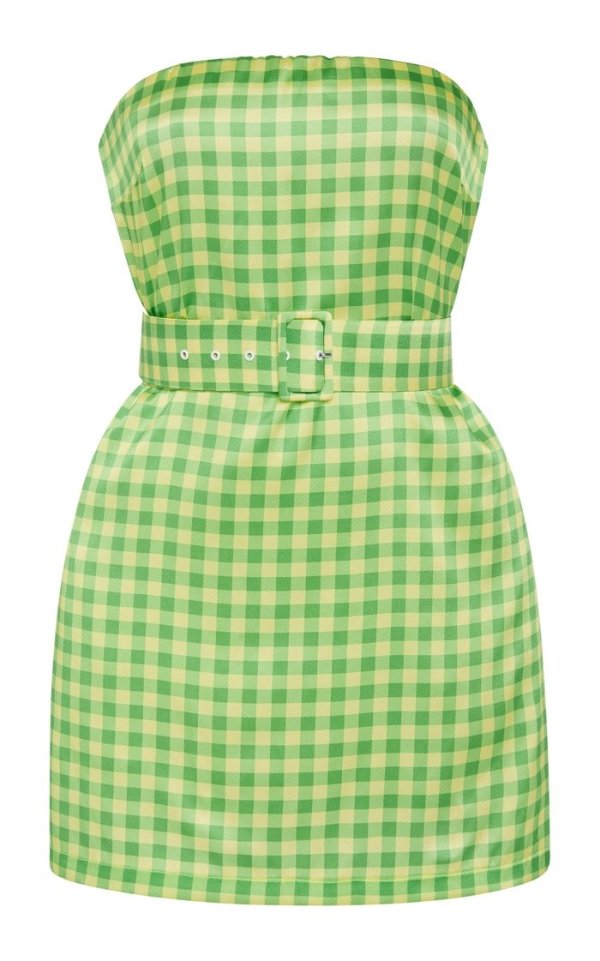 Carrie Belted Checked Silk-Blend Dress