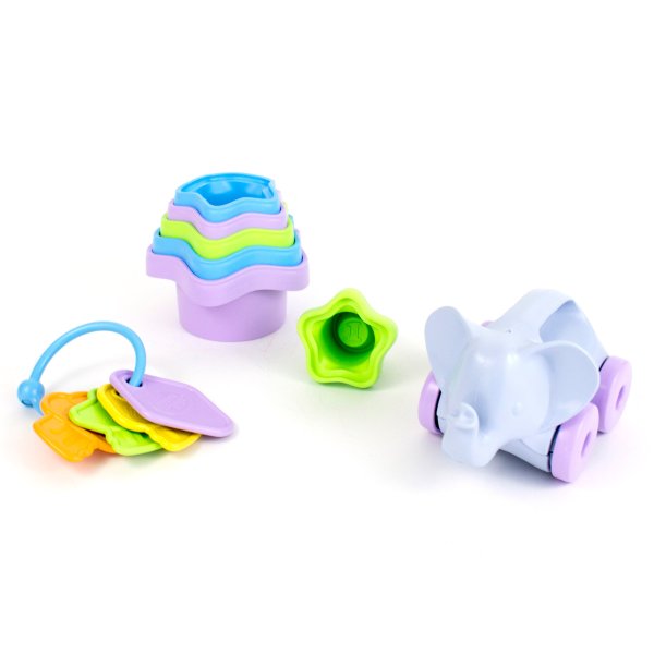 Baby Toy Starter Set (First Keys, Stacking Cups, Elephant)