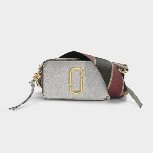 Snapshot Bag in Silver Leather with Polyurethane Coating