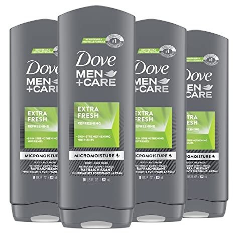 Men+Care Body Wash for Men's Skin Care Extra Fresh Effectively Washes Away Bacteria While Nourishing Your Skin 18 oz 4 Count