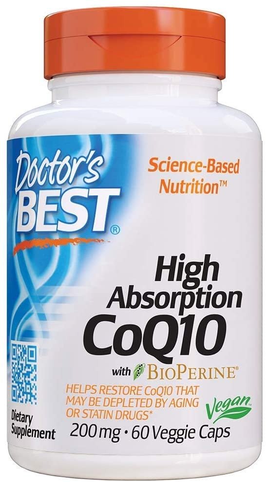 High Absorption CoQ10 with BioPerine, Gluten Free, Naturally Fermented, Vegan, Heart Health and Energy Production, 200 mg 60 Veggie Caps