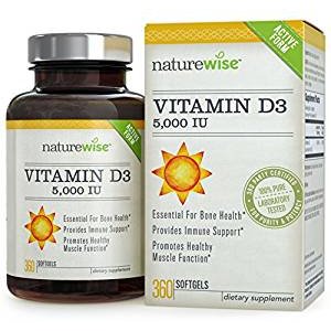 NatureWise Vitamin D3 5,000 IU for Healthy Muscle Function, Bone Health and Immune Support, Gluten Free & Non-GMO in Cold-Pressed Organic Olive Oil,360 count
