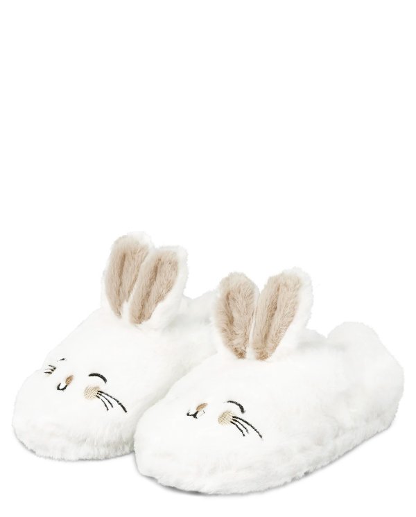 Unisex Kids Bunny Slippers - Gymmies - white