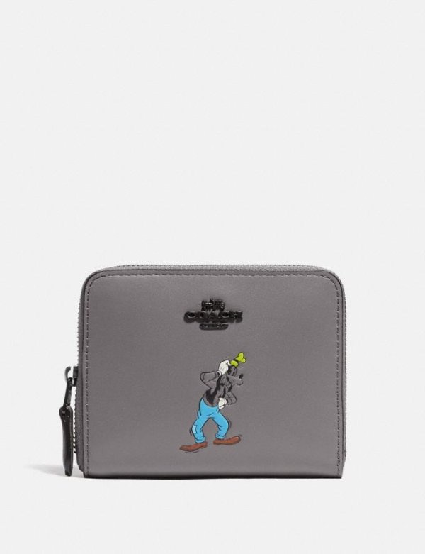 Disney X Coach Small Zip Around Wallet With Goofy Motif