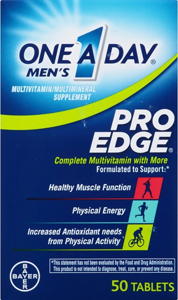 Men’s Pro Edge Multivitamin, Supplement with Vitamin A, Vitamin C, Vitamin D, Vitamin E and Zinc for Immune Health Support* and Magnesium for Healthy Muscle Function, 50 Count