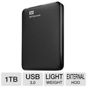 WD Elements 1TB Portable Drive - USB 3.0 (WDBUZG0010BBK-NESN)