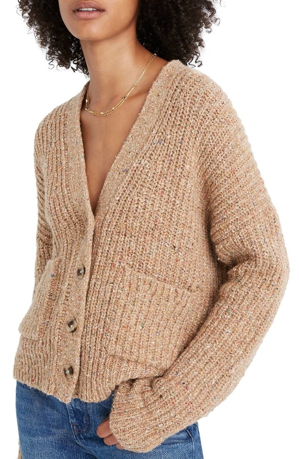Speckled Rib Cardigan Sweater
