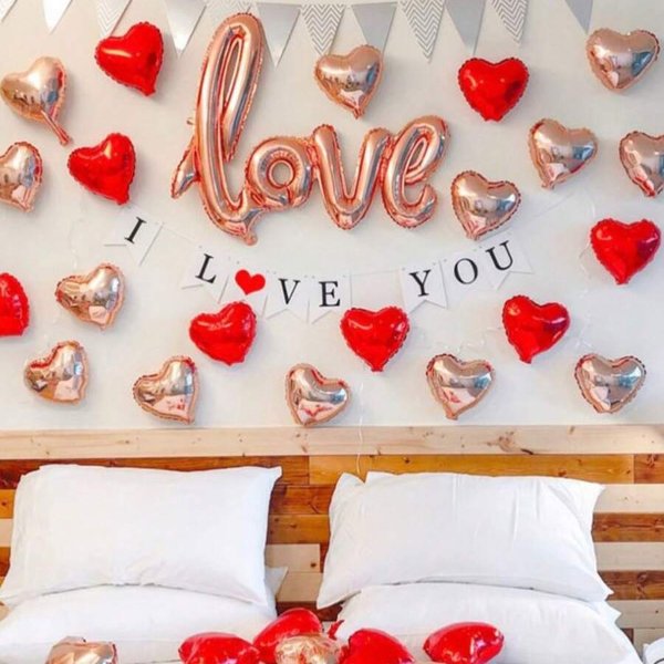 31pcs/Set "Love" Letter Balloon Set, 10-Inch Giant Connected Alphabet Balloons In Red, Champagne And Gold Colors, Suitable For Wedding, Valentine'S Day And Party Decoration