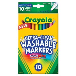 Crayola 儿童10色安全可水洗细头马克笔