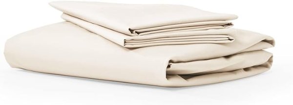 Five Looms Classic Percale Fitted Sheet and 2 Pillowcases, 100% Cotton with Deep Pocket 15”, Easy Care Luxury Hotel Quality Soft Cooling Sheets Set, 3 PC set without Flat/Top Sheet, Queen, Buttercream