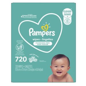 Pampers Baby Wipes, Complete Clean Fragrance Free 9X Pop-Top Packs, 720 Count