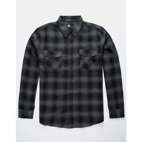 RSQ Alta Flannel Charcoal & Black Mens Shirt