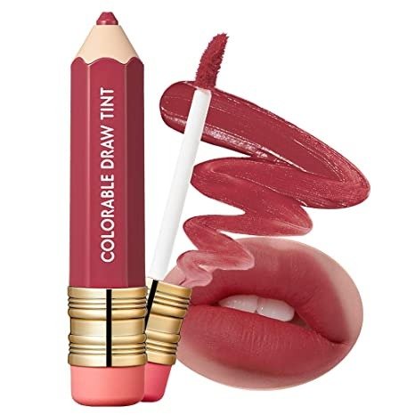 Colorable Draw Tint 3.3g 10 Colors - Cute Crayon Velvety Lip Tint Lipstick with Matte Finish, Air Light Formula with Long Lasting Intense and Vibrant Color (07 Retro Nude)