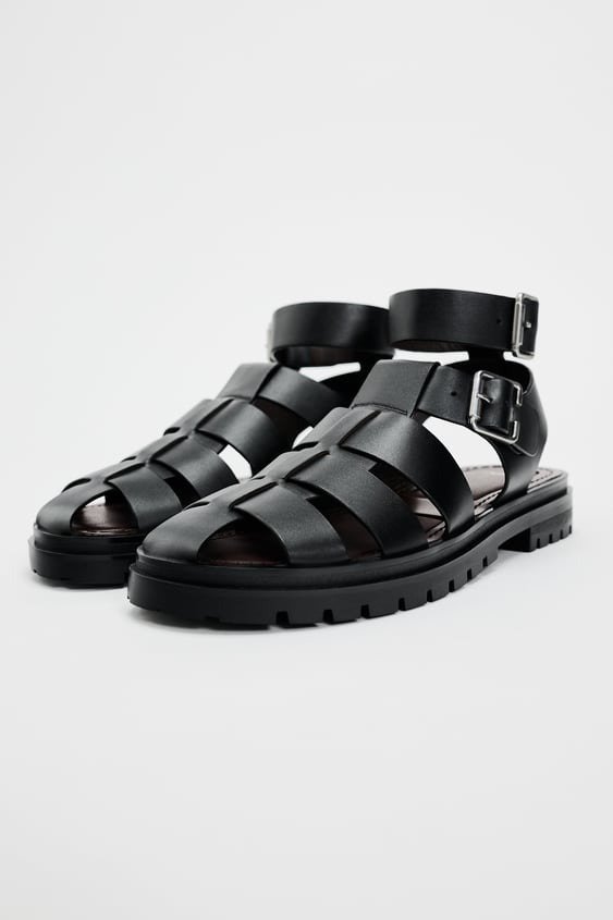 LUG SOLE LEATHER CAGE SANDALS
