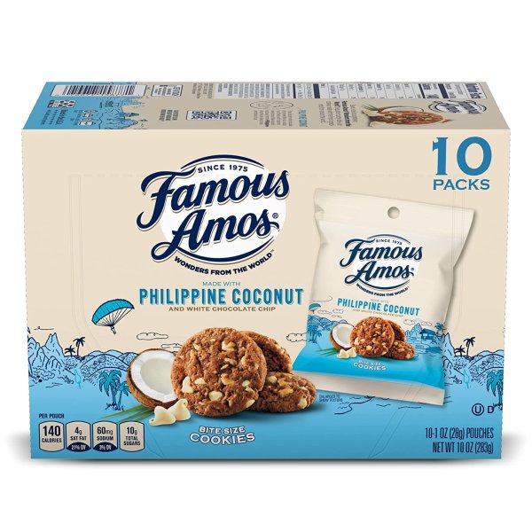 Famous Amos Cookies, Philippine Coconut and White Chocolate Chip, 10 Count (Pack of 1)