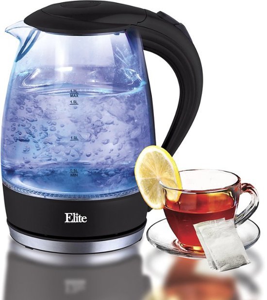 Elite Platinum EKT-300 1.7-Liter Glass Cordless Electric Kettle