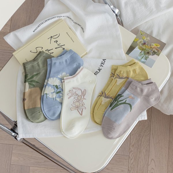 3.22US $ 30% OFF|Cute Socks For Women 2022 Spring Summer Women Ankle Socks High Quality Breathable Short Socks Female Casual Flower Korean Style| | - AliExpress