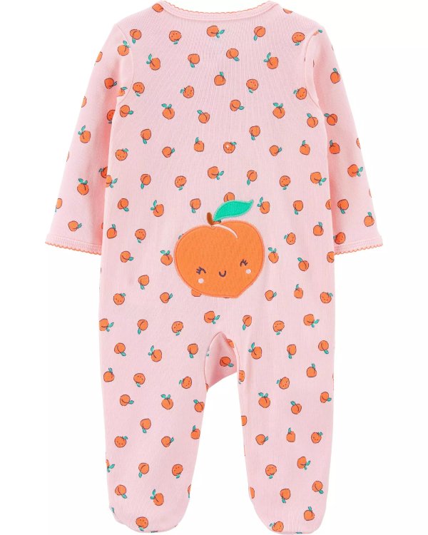 婴儿桃子图案包脚连体衣
