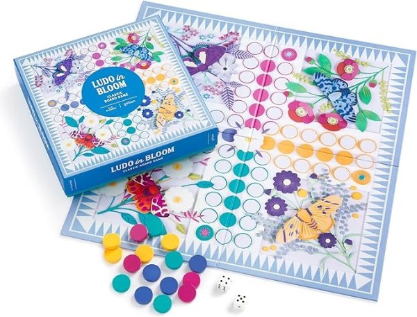 Ludo in Bloom – Floral Version of Classic Ludo Board Game for Family Game Night, 2-4 Players