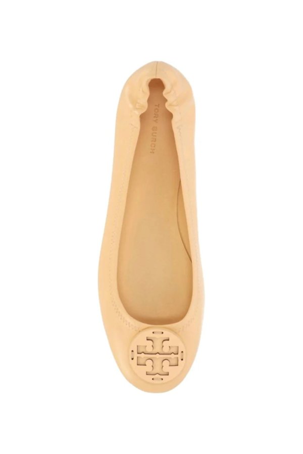 minnie travel ballet leather flat shoes in peach puff