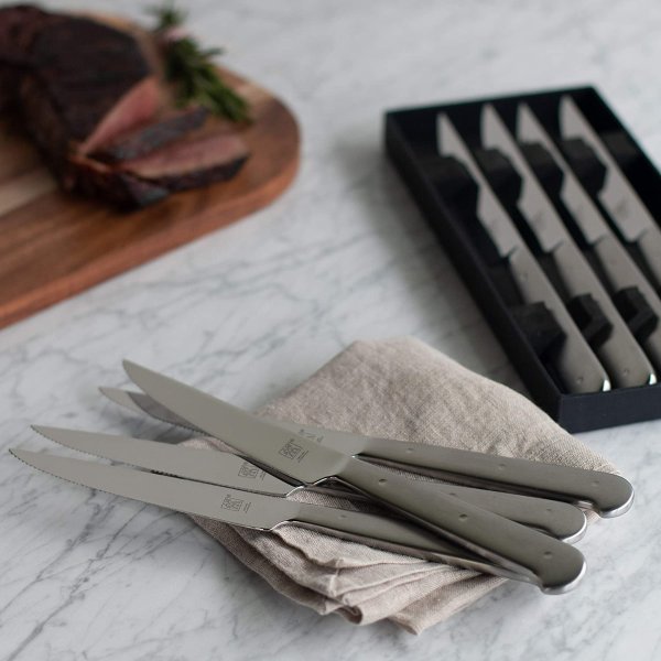 Porterhouse Stainless Steel 8-pc Steak Knife Set with Black Presentation Case