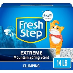 FreshStep Clumping Cat Litter, Extreme Odor Control, Mountain Spring Scent With Febreze, 14 lbs