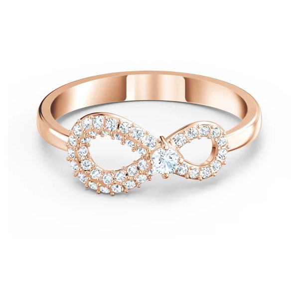 Infinity Ring, White, Rose-gold tone plated by