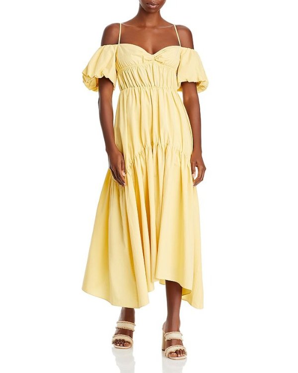 Puff Sleeve Off the Shoulder Maxi Dress