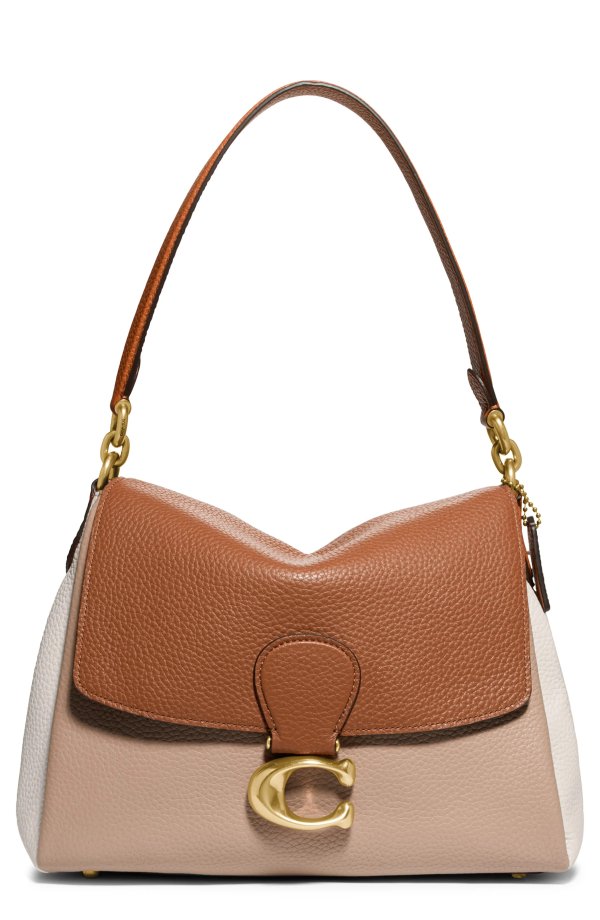 May Colorblock Pebble Leather Shoulder Bag