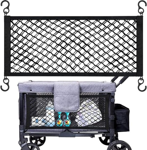 Stroller Wagon Cargo Net, Heavy Duty Baby Stroller Organizer Mesh Cargo Net for Extra Storage Space Large Storage Capacity, Compatible with WONDERFOLD All W-Series Models - Black