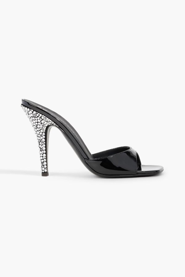 Marthe Crystal embellished patent-leather mules
