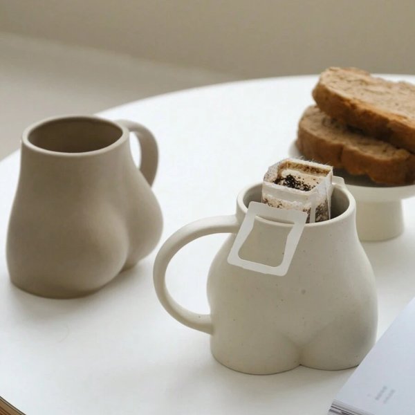 1pc Fun Butt Shaped Ceramic Water Mug,Couple's Coffee Mug