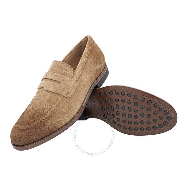 Tods Men's Brown Suede Penny Loafers