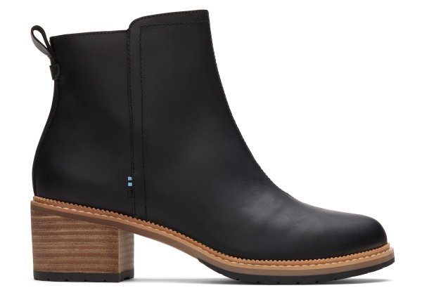 Women Marina Black Leather Heeled Boot