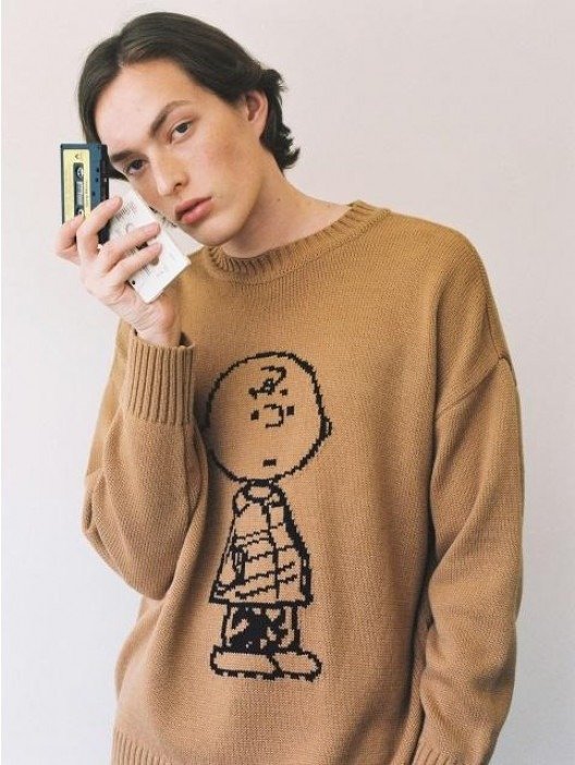 [Unisex] Peanuts_Pullover Knitwear-Beige