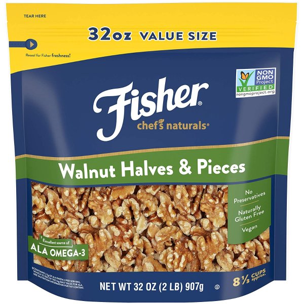 Fisher Walnut Halves and Pieces, 32 Ounces
