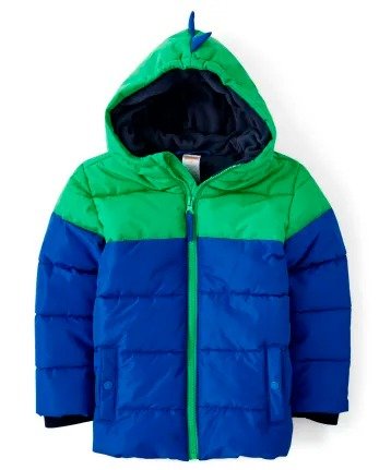 Boys Long Sleeve Colorblock Fleece Lined Puffer Jacket - Dino Dude | Gymboree - QUENCH BLUE