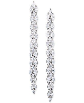 Cubic Zirconia Linear Drop Earrings in Sterling Silver