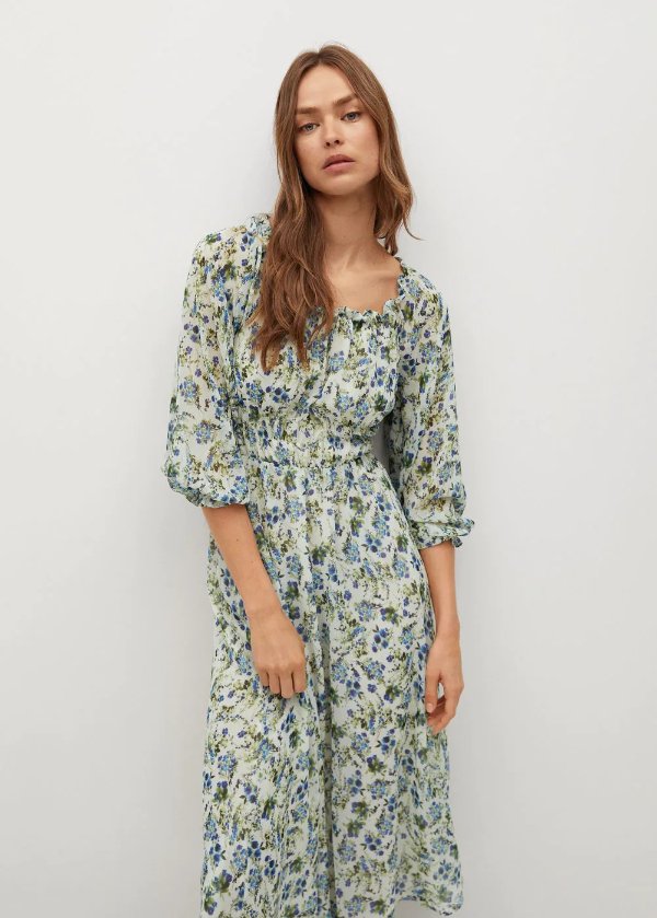 Printed dress with balloon sleeves - Women | OUTLET USA